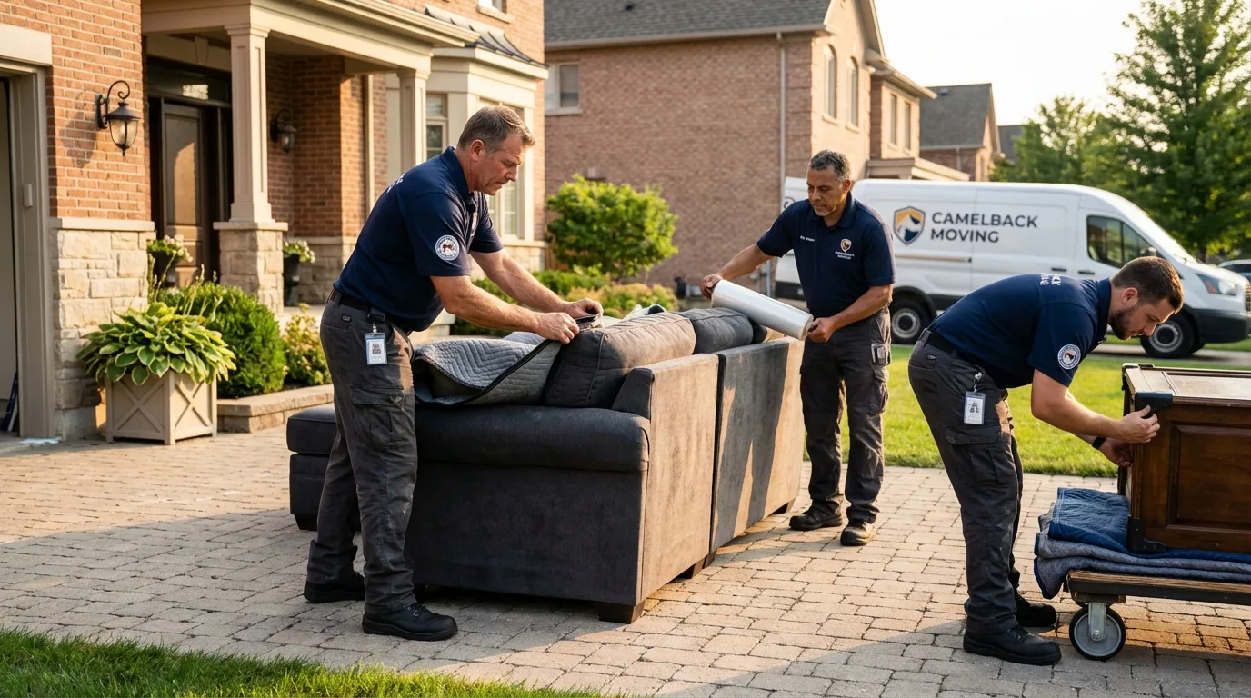 Large estate moving crew wrapping furniture in Aliceville, AL