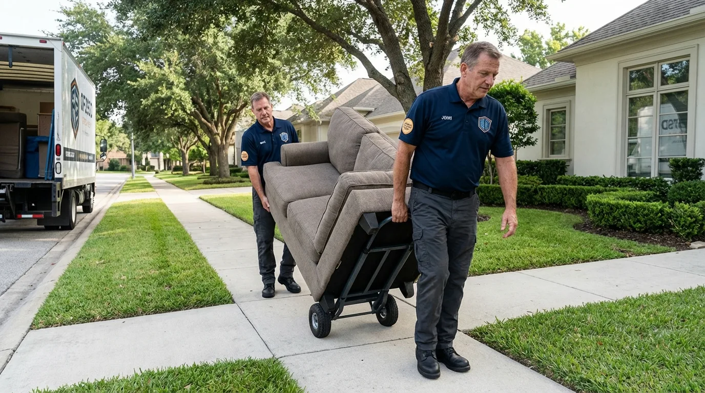 Local residential moving crew loading furniture in Aliceville, AL